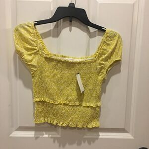 Lush XS yellow crop top shirt